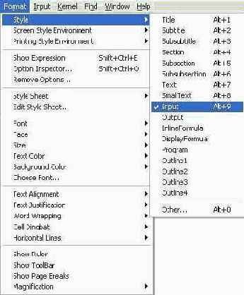 Меню Format и его подменю Style