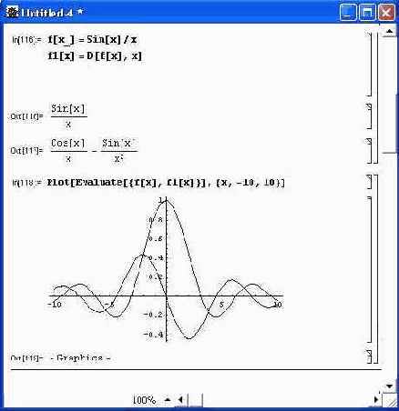   Sin[x]/x   